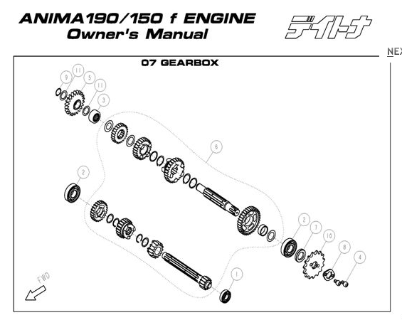 Daytona Anima 150 and 190 4V O.E.M. Gearbox Parts