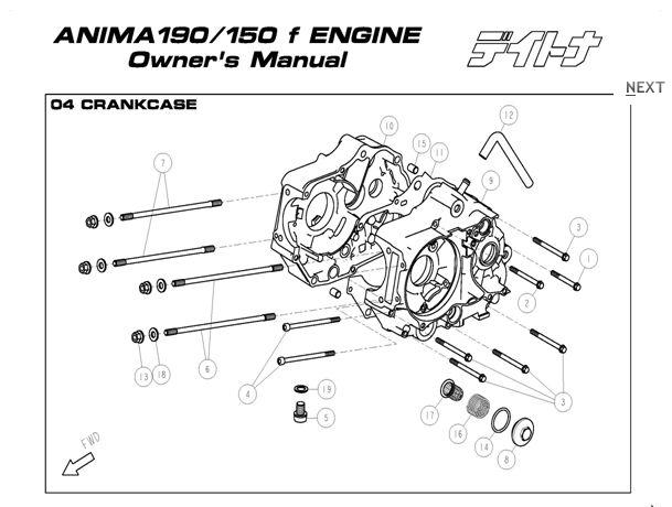 Daytona Anima 150 and 190 4V O.E.M. Crankcase Parts