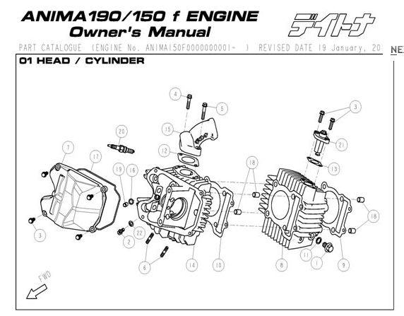 Daytona Anima 150 and 190 4V O.E.M. Cylinder Head Parts