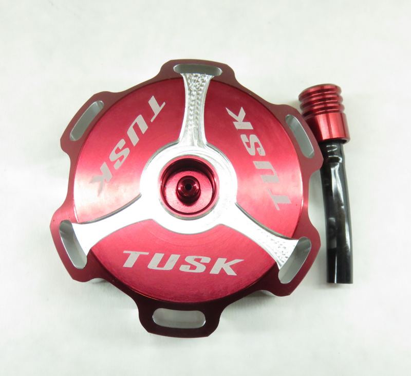 Tusk Billet Aluminum Gas Cap in Red- Machined
