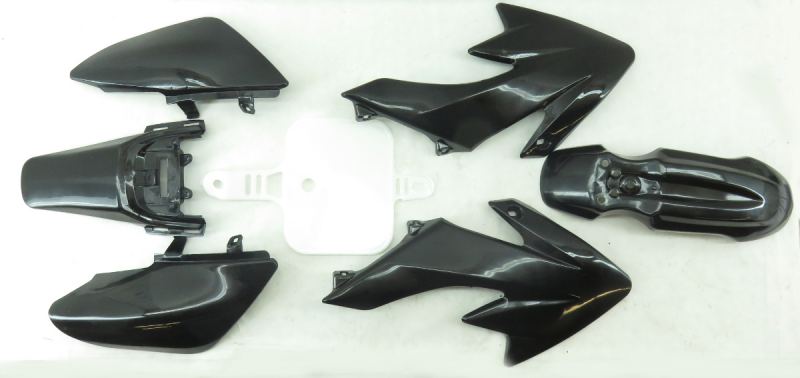 TRC One and CRF50 Black Plastics w/ White Number Plate