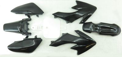 TRC One and CRF50 Black Plastics w/ White Number Plate