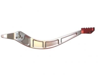 Piranha - Silver Billet Brake Pedal with Red Anodized Tip