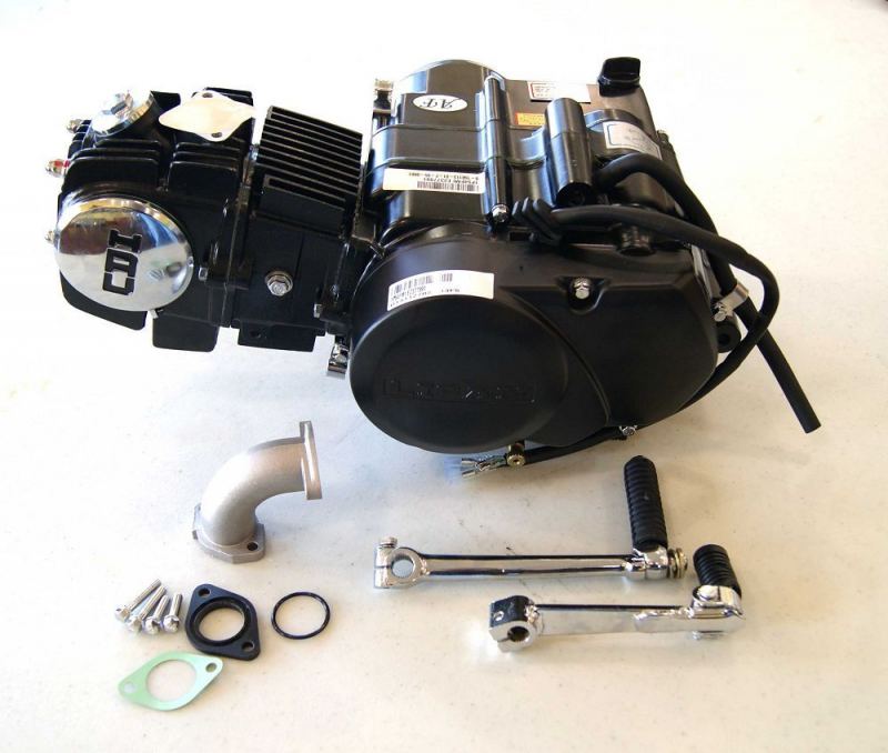 Black Lifan 125 4 UP Semi-Auto Engine 78mm Tall Cylinder