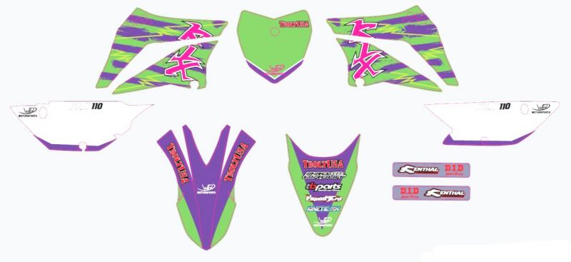 T Bolt USA Race Graphics Retro 90s Design for Kawasaki KLX110 2010-Present