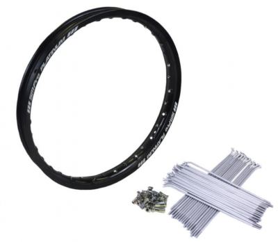 SM PRO  - Black Aluminum Rim and Spoke set KLX110 Rear