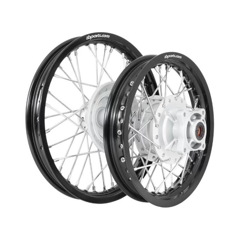 TBParts - Complete Wheel Assembly Set with Aluminum Rims and HD Spokes for Honda CRF110 CRF70
