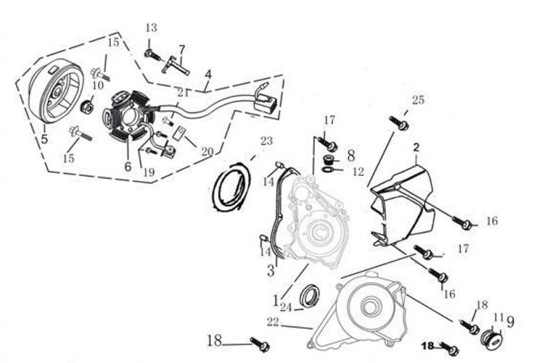 Piranha - YX140 Bottom E-start Left Crankcase Cover #1