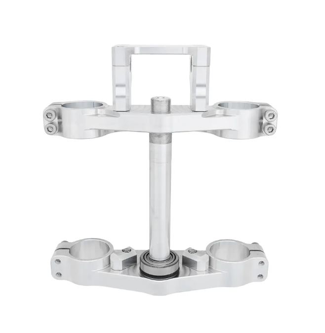 PCM - Billet CNC Triple Clamp in Raw Silver For KLX140 with KX85 Forks