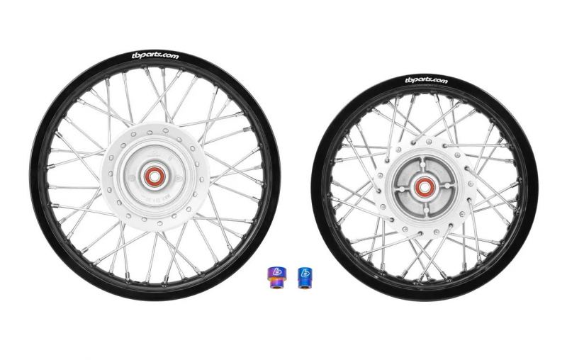 TBParts - Complete Wheel Assembly Set with Aluminum Rims, HD Spokes and TI Spacers for Honda CRF110