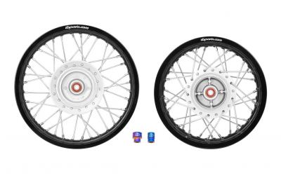 TBParts - Complete Wheel Assembly Set with Aluminum Rims, HD Spokes and TI Spacers for Honda CRF110