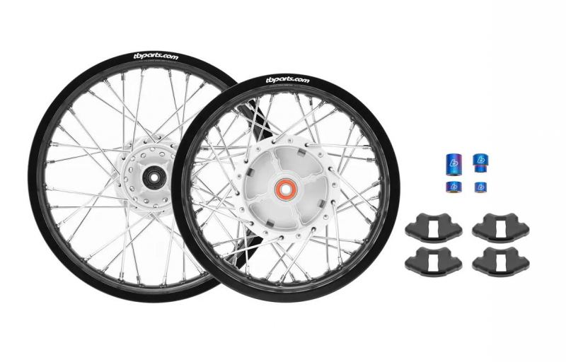 TBParts - Complete Wheel Assembly Set with Aluminum Rims and HD Spokes, TI spacers, Dampers for KLX110 KLX110L DRZ110