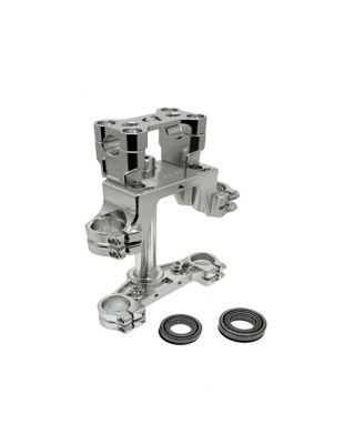 TBparts - CNC Billet Triple Clamp Set in Raw with Stem Bearings for KLX110