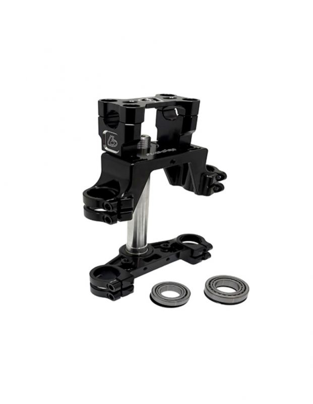 TBparts - CNC Billet Triple Clamp Set in Black with Stem Bearings for KLX110