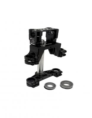 TBparts - CNC Billet Triple Clamp Set in Black with Stem Bearings for KLX110