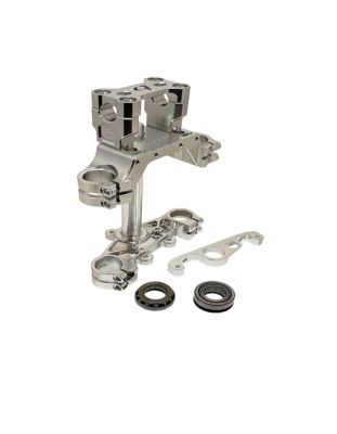 TBparts - CNC Billet Triple Clamp Set in Raw with Stem Bearings for CRF110 and CRF125