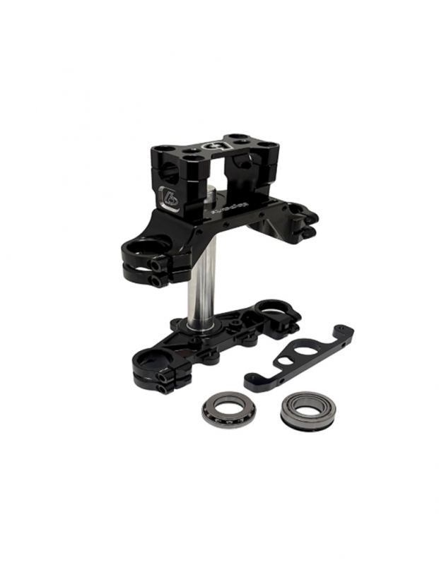 TBparts - CNC Billet Triple Clamp Set in Black with Stem Bearings for CRF110 and CRF125
