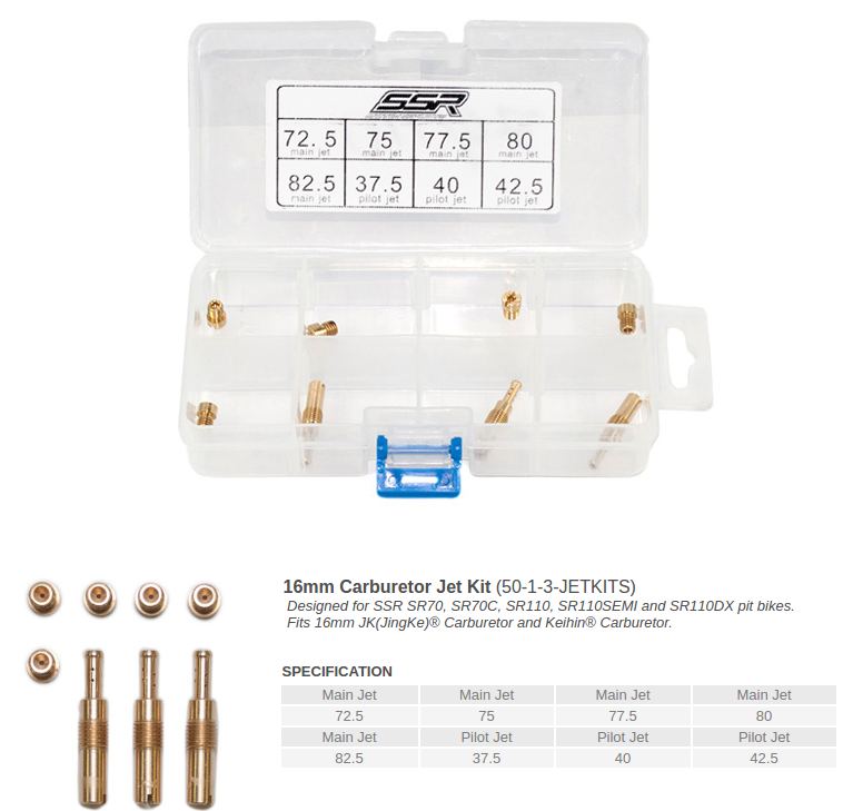 SSR - Jet Kit for 16mm Carbs