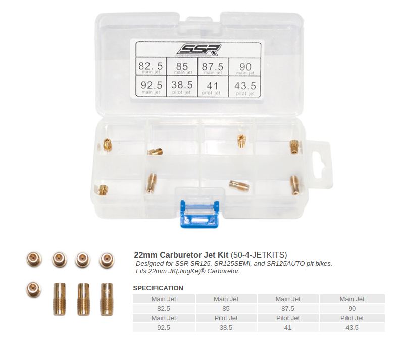 SSR - Jet Kit for 22mm Carbs