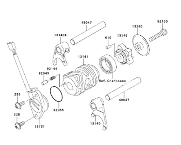 Kawasaki - OEM Shift Drum Pin Roller 4X8 for KLX110