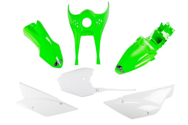 UFO - Complete Plastics Kit for KLX110 2010-Present in OEM Green/White