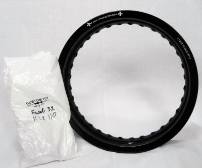 K and J - Super Wide Street Racing Rim and Spoke Set for KLX110 KLX110L DRZ110 Front 12 x 2.15