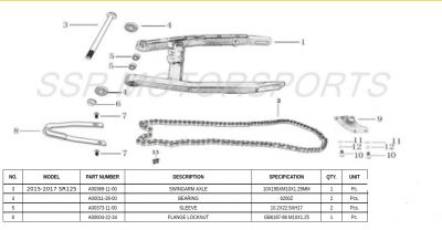 SSR - Swingarm Bearings, Collars, Bolt and Nut for 2015-2017 Models