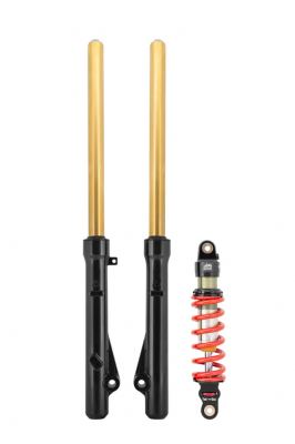 TBparts - Fork Assembly with HD Springs, TiN Gold Coated Uppers, and 300lb DNM Rear Shock Kit for CRF110