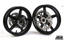 Piranha - Aluminum 12" Black <br> S2 SuperMoto Motard Wheel Set1